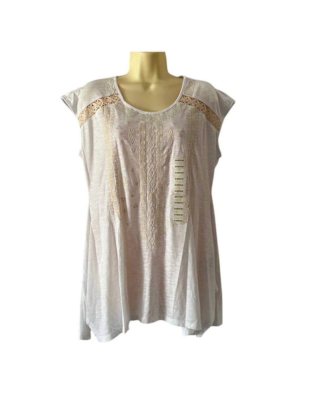 NWT rxb White Embellished Sleeveless Knit Tunic Top